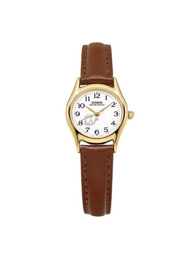 Women Analog Leather Watch Brown Gold - CASIO - BALAAN 1