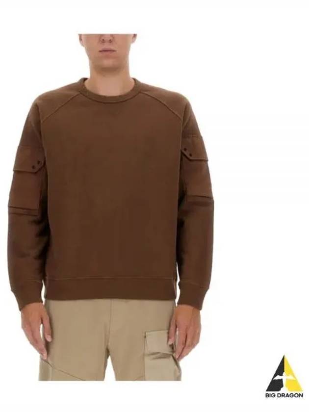 Multi-pocket Snap Crew Neck Sweatshirt Brown - TEN C - BALAAN 2