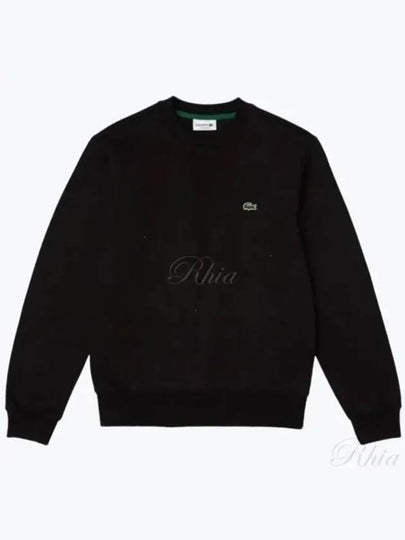 Logo Patch Crewneck Sweatshirt Black - LACOSTE - BALAAN 2