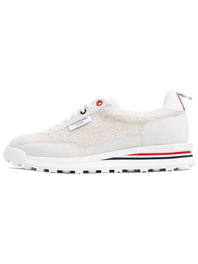 Tech Runner Shearling Suede Low Top Sneakers White - THOM BROWNE - BALAAN 3