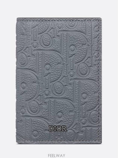 Vertical 2 tier Card Wallet Deep Gray Dior Gravity Leather - DIOR - BALAAN 1