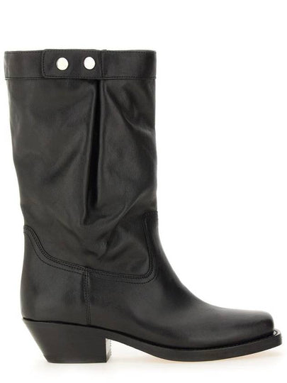 Ademe Biker Leather Mid Boots Black - ISABEL MARANT - BALAAN 2