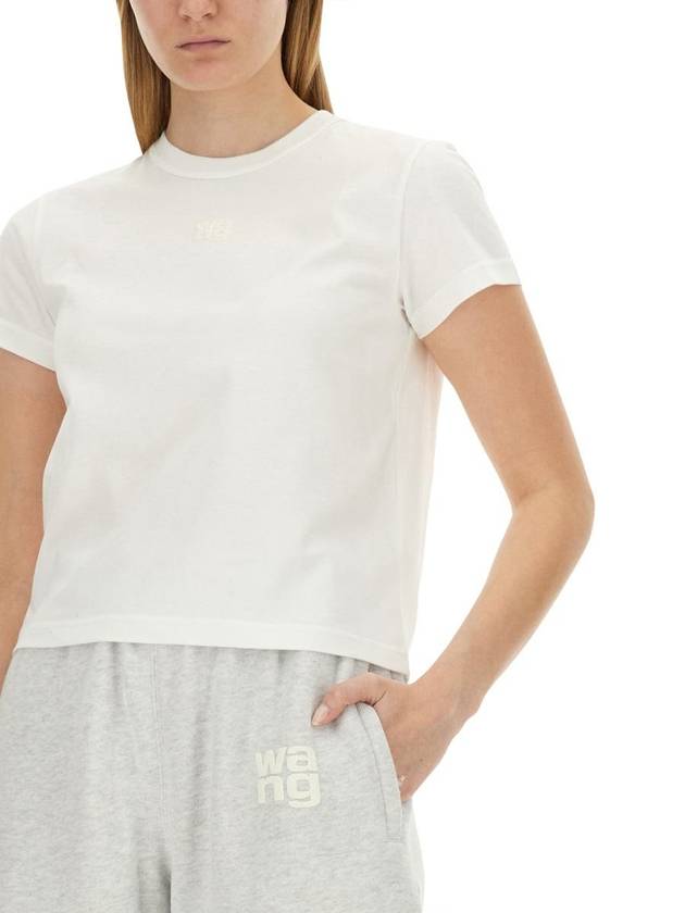 Logo Cotton Short Sleeve T-Shirt White - ALEXANDER WANG - BALAAN 5