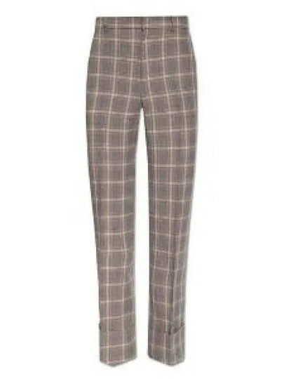 Prince Of Wales Wool Linen Wide Pants Grey - GUCCI - BALAAN 2