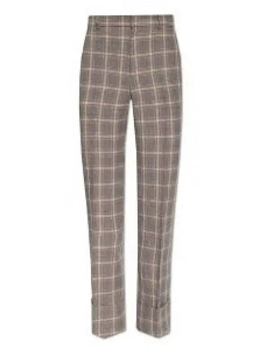 Prince Of Wales Wool Linen Wide Pants Grey - GUCCI - BALAAN 2