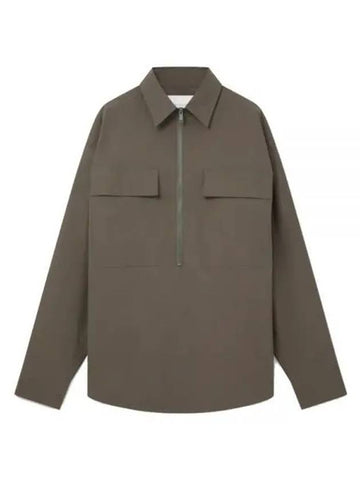 FANN SNM BLACK OLIVE 1058 Half Zip Shirt - STUDIO NICHOLSON - BALAAN 1