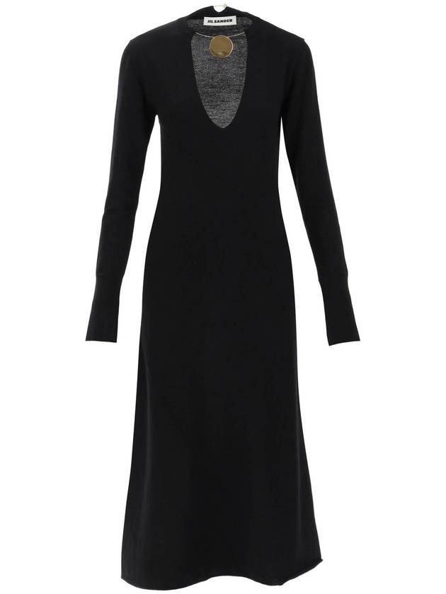 23 ss wool knit midi dress WITH necklace J02CT0140 J14595 001 B0230260112 - JIL SANDER - BALAAN 1