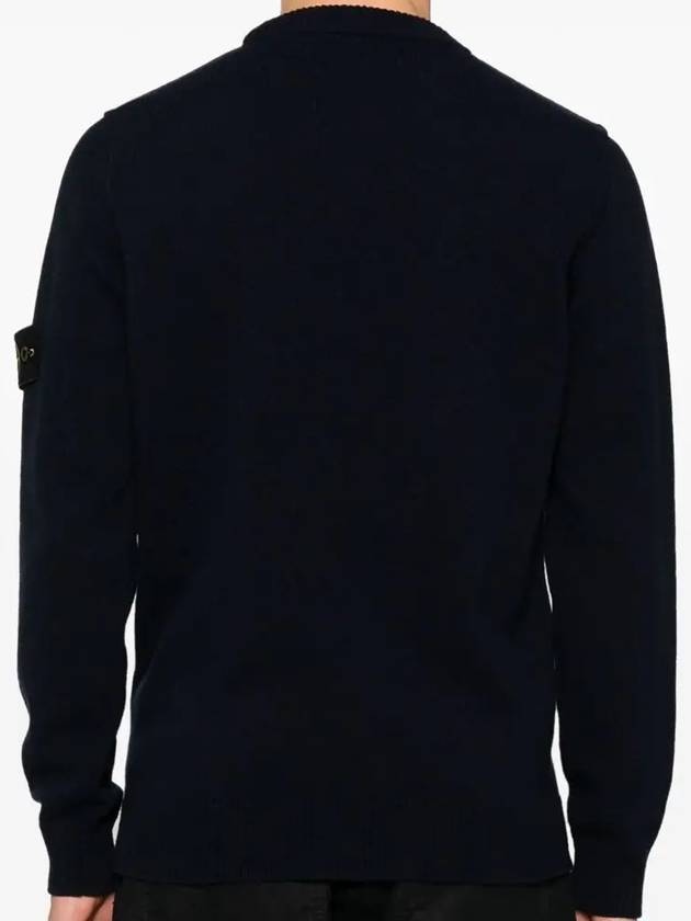 Logo Patch Lambswool Crewneck Knit Top Navy - STONE ISLAND - BALAAN 5