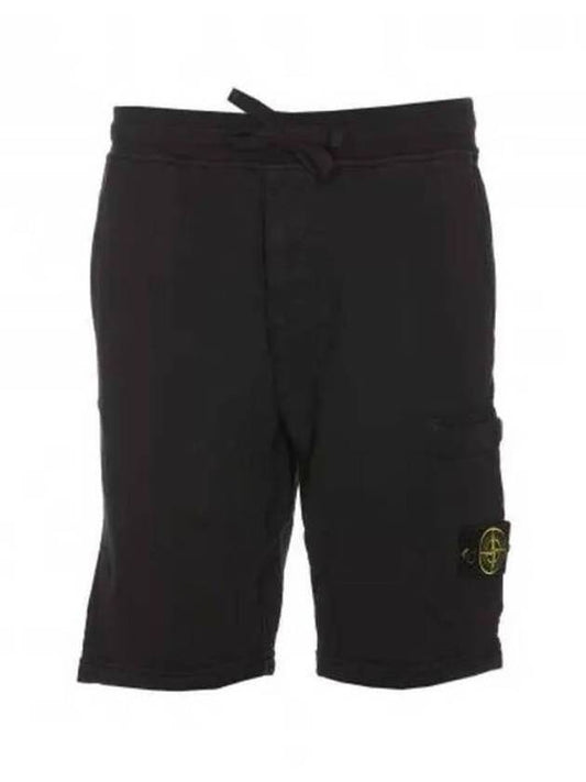 Fleece Bermuda Shorts Black - STONE ISLAND - BALAAN 2