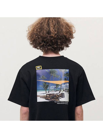 RE Square Campaign Beach Short Sleeve T-Shirt Black - REPLAYCONTAINER - BALAAN 1