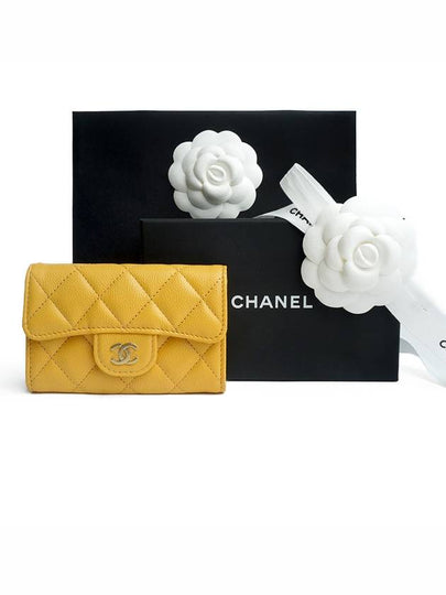 Classic Gold Logo Caviar Card Wallet Yellow - CHANEL - BALAAN 2