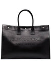 Rive Gauche Logo Leather Tote Bag Black - SAINT LAURENT - BALAAN 1