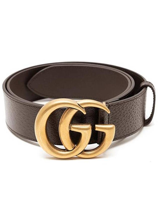 GG Marmont Double G Buckle Wide Leather Belt Brown - GUCCI - BALAAN 2