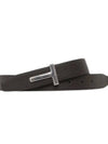 Silver Hardware T Logo Reversible Leather Belt Brown - TOM FORD - BALAAN 2