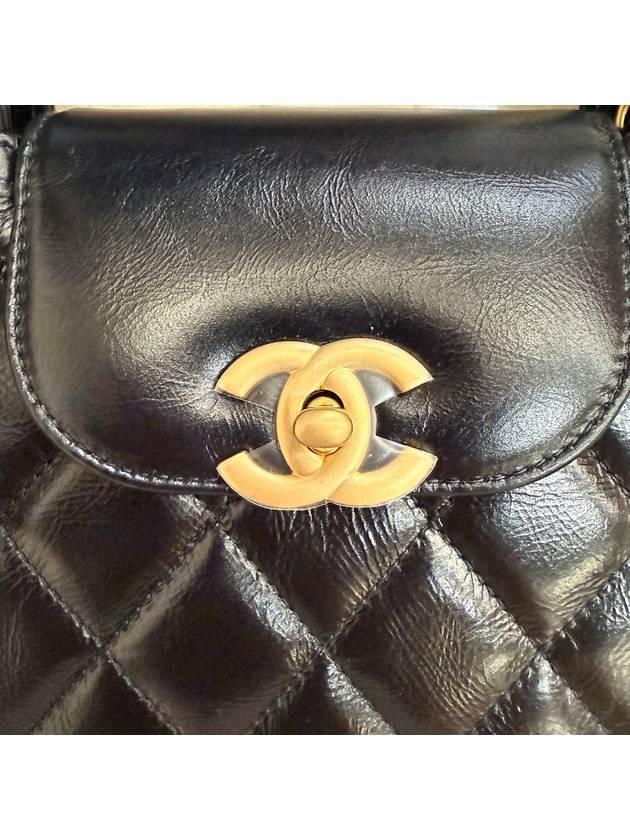 CC Logo Mini Leather Tote Bag Black - CHANEL - BALAAN 10