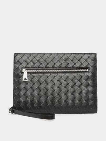 Intrecciato Zipper Small Clutch Bag Black - BOTTEGA VENETA - BALAAN 2