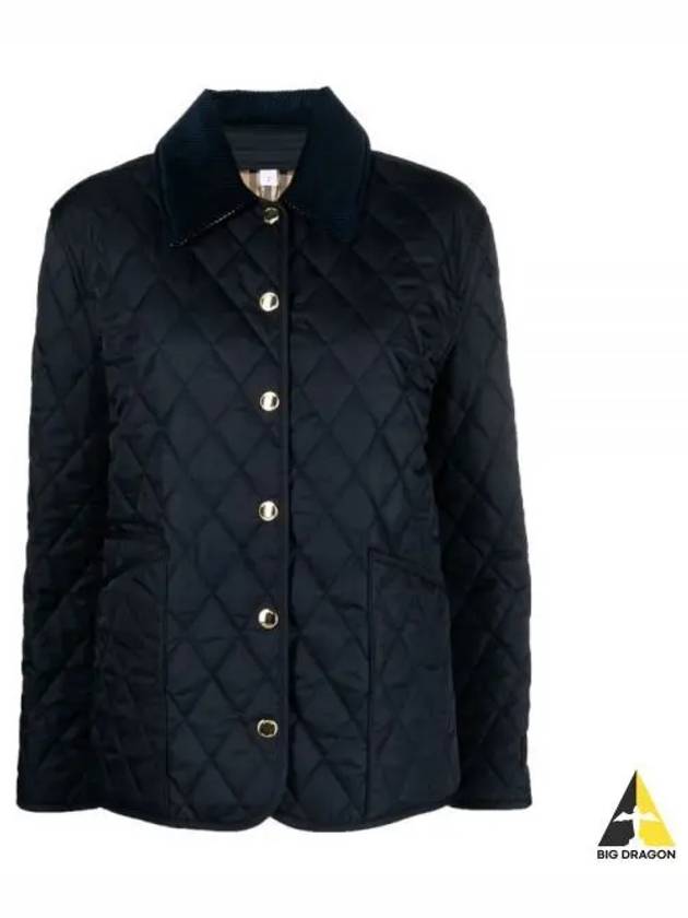 Corduroy Collar Quilted Jacket Dark Blue - BURBERRY - BALAAN 2