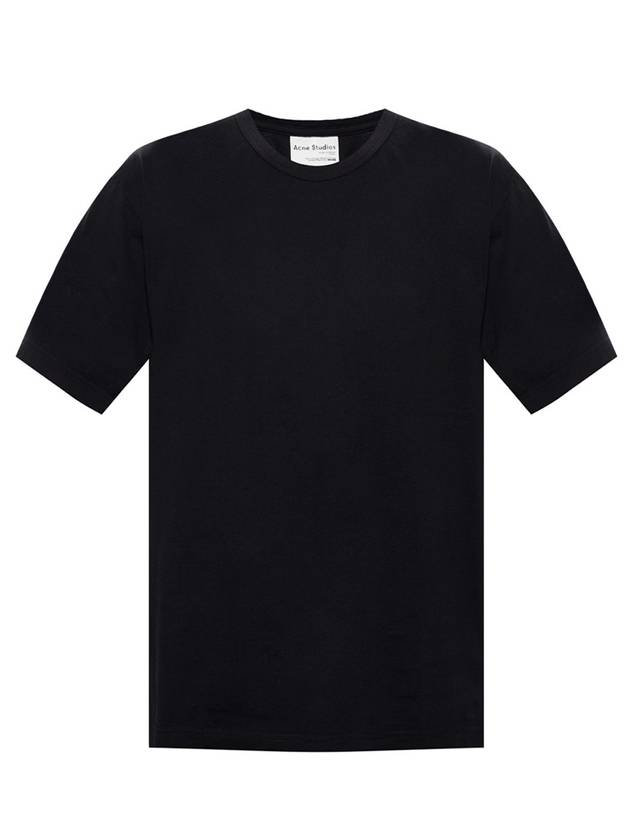 Label Logo Cotton Short Sleeve T-Shirt Black - ACNE STUDIOS - BALAAN 1