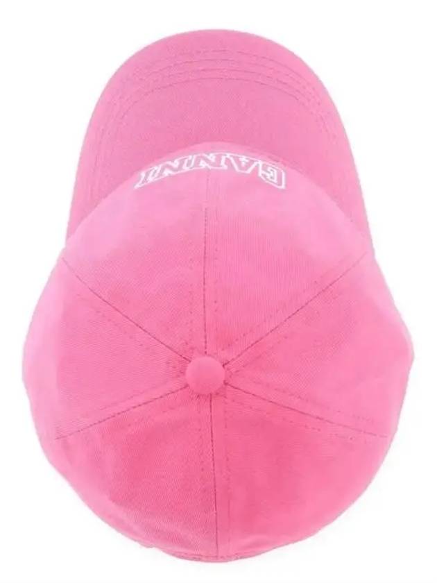 Embroidered Logo Software Heavy Cotton Ball Cap Pink - GANNI - BALAAN.