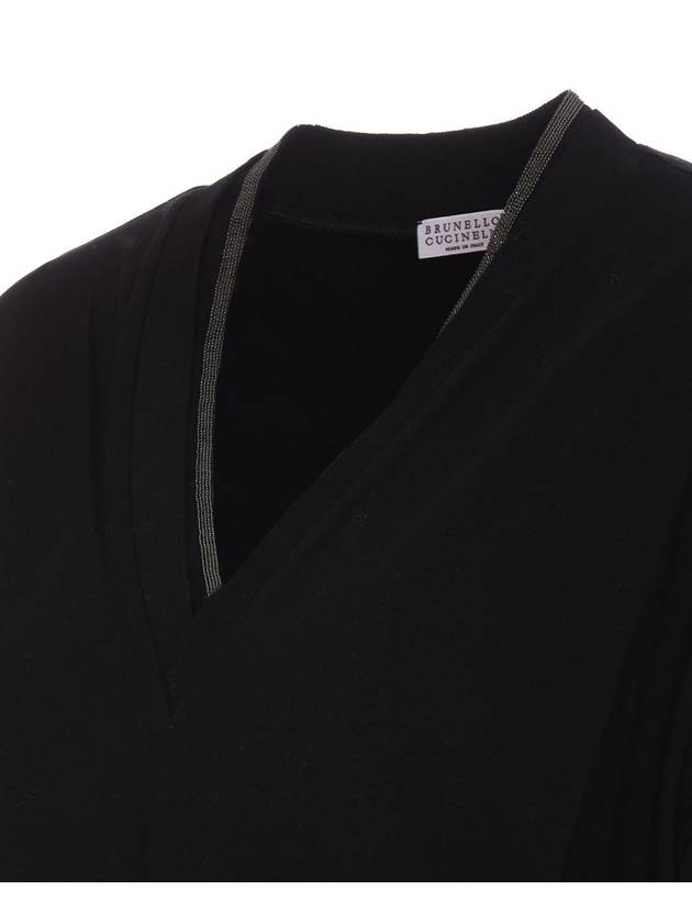 Monilli V-neck short sleeve t-shirt black - BRUNELLO CUCINELLI - BALAAN 4