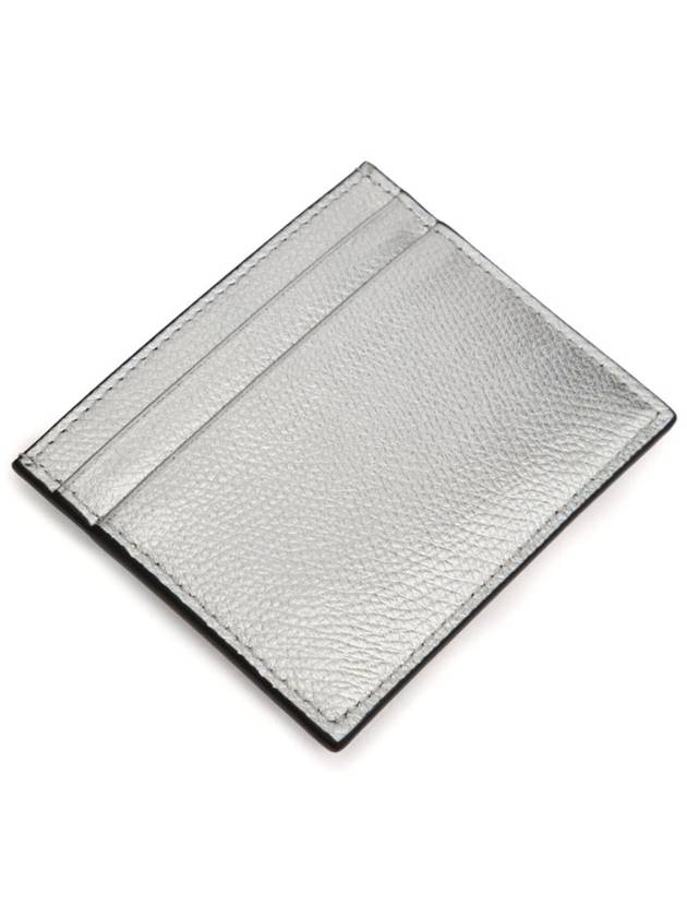 V Logo Signature Metallic Card Wallet Silver - VALENTINO - BALAAN 6