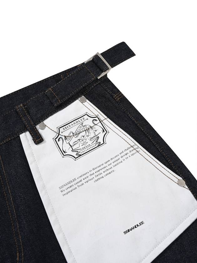 Overturned Pocket Raw Denim Wide Pants Indigo - SSINANDLEE - BALAAN 7