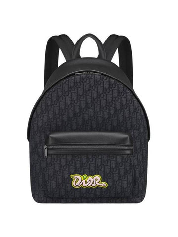 Oblique Jacquard Rider 2.0 Grained Calfskin Backpack Black - DIOR - BALAAN 1