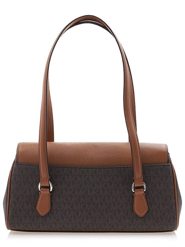 Logo Print Canvas Leather Shoulder Bag Brown - MICHAEL KORS - BALAAN 4