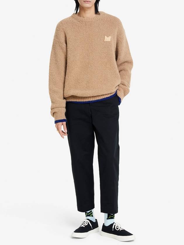 Men's MK Patch Oversized Alpaca Wool Knit Top Beige - MAISON KITSUNE - BALAAN 10