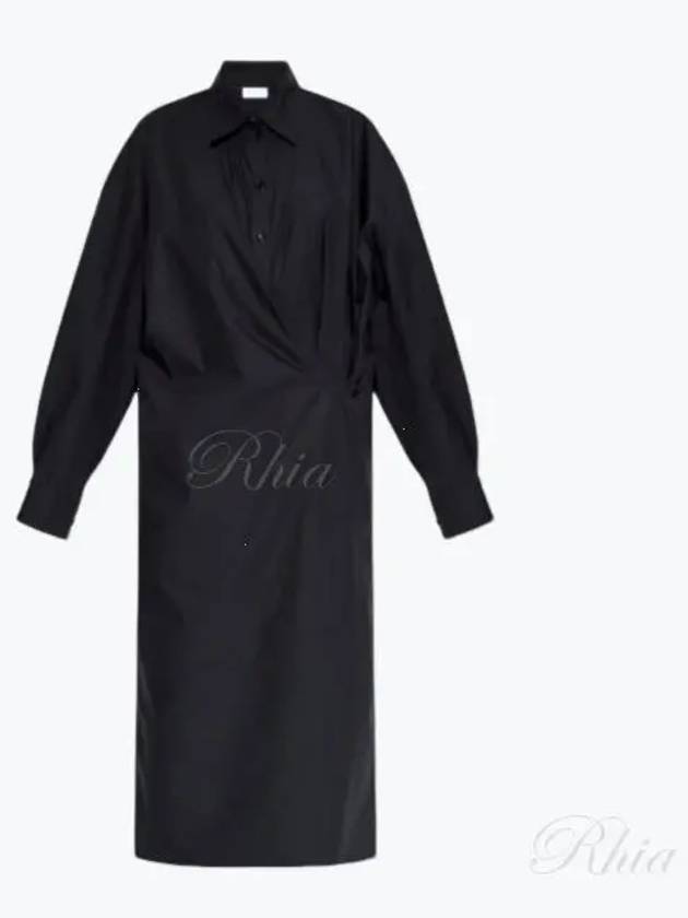 Straight Collar Twisted Long Dress Jet Black - LEMAIRE - BALAAN 2