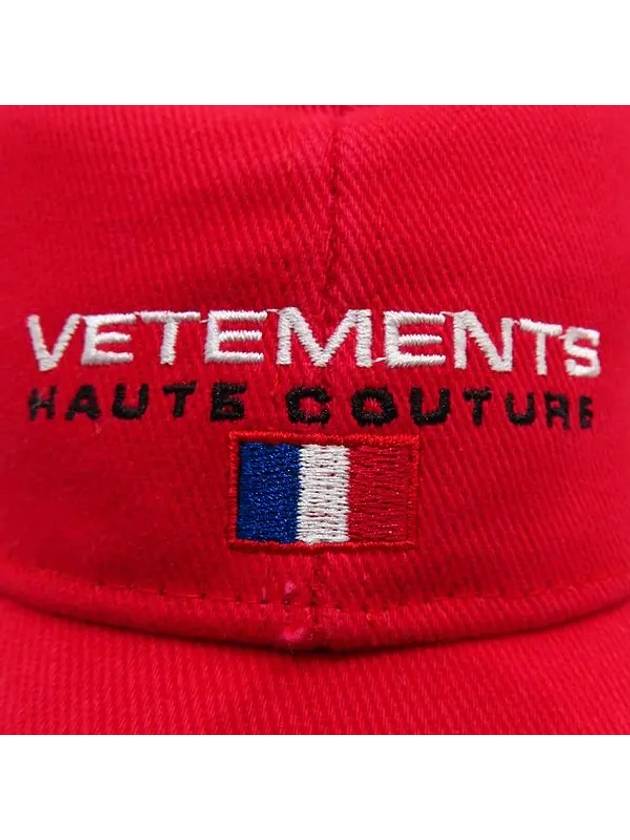 WSS18AC16 Red color fabric logo embroidery decoration haute couture ball cap hat - VETEMENTS - BALAAN 4