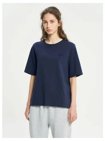 Women s Bold Foxhead Patch Comfort T Shirt Ink Blue Domestic Product GM0024012377272 - MAISON KITSUNE - BALAAN 1