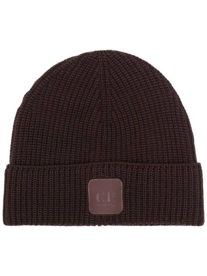 Extra Fine Merino Wool Logo Beanie Brown - CP COMPANY - BALAAN 2