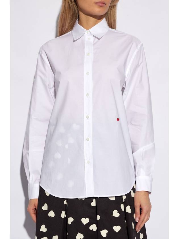 Heart Embroidered Poplin Shirt J02240531 - MOSCHINO - BALAAN 4