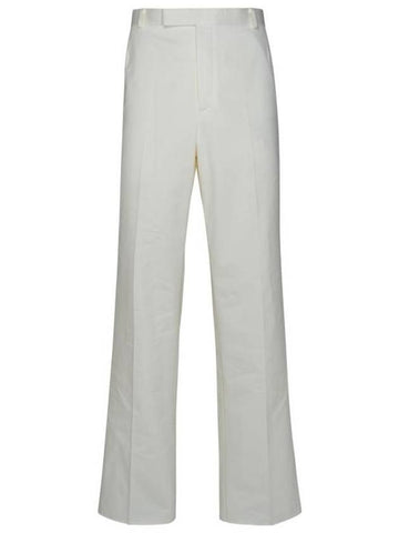 Low Rise Cotton Straight Pants White - THOM BROWNE - BALAAN 1