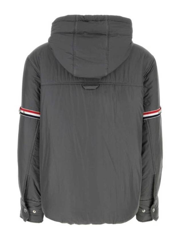 Ultra Light Nylon Tech Down Fill Armband Shirt Hem Hooded Jacket Grey - THOM BROWNE - BALAAN 3