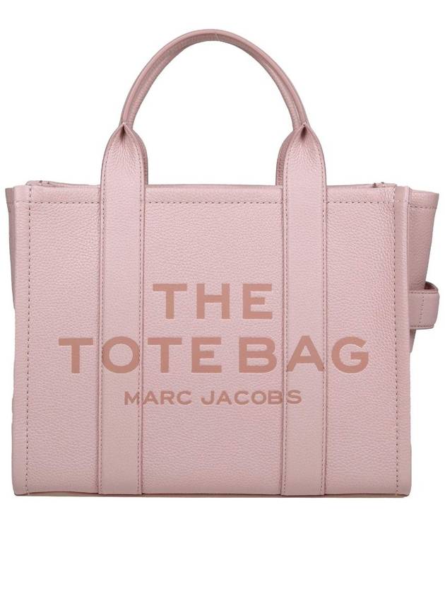 Logo Medium Leather Tote Bag Pink Rose - MARC JACOBS - BALAAN 2