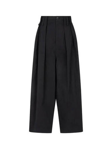 Yohji Yamamoto Y s Pleated Cotton Balloon Pants Black - YOHJI YAMAMOTO - BALAAN 1