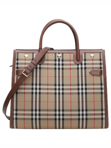 Medium Vintage Check Two Handle Title Bag - BURBERRY - BALAAN 1