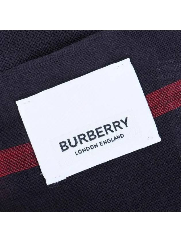 Check Lightweight Wool Silk Scarf Navy - BURBERRY - BALAAN 5