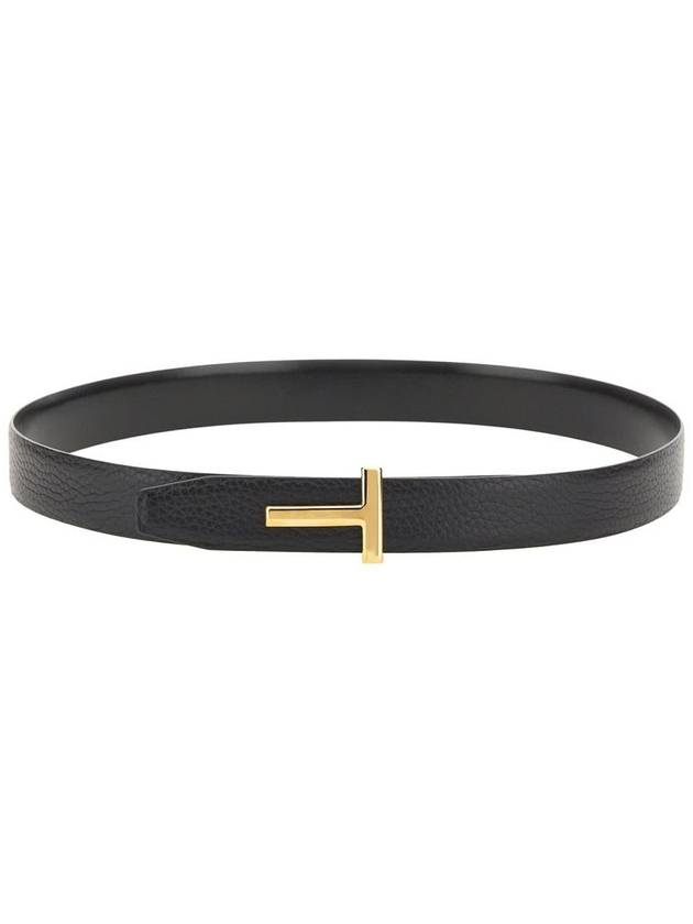 Women's Logo Gold Reversible Leather Belt Black - TOM FORD - BALAAN 2