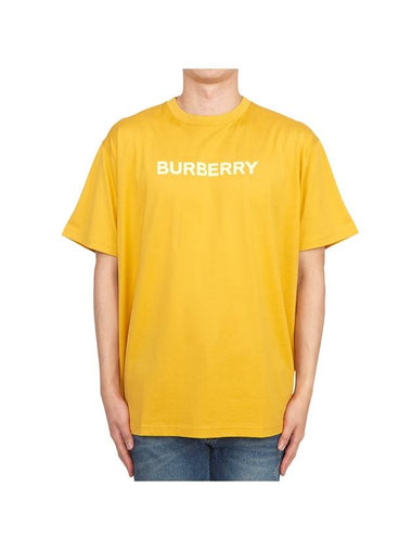 Men's Logo Print Cotton Short Sleeve T-Shirt Yellow - BURBERRY - BALAAN 1