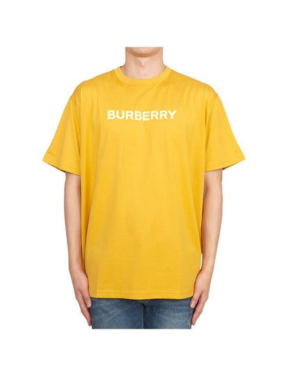 Men's Logo Print Cotton Short Sleeve T-Shirt Yellow - BURBERRY - BALAAN 2