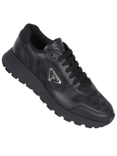 Leather Re-Nylon High Top Sneakers Black - PRADA - BALAAN 2