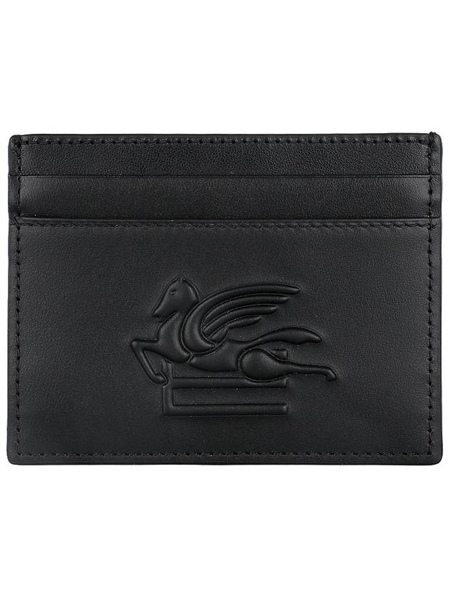 Pegasus Motif Embossed Leather Card Holder Black - ETRO - BALAAN 3