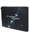 Trompe L'Eil Logo Leather Large Pouch Clutch Bag Black - GIVENCHY - BALAAN.