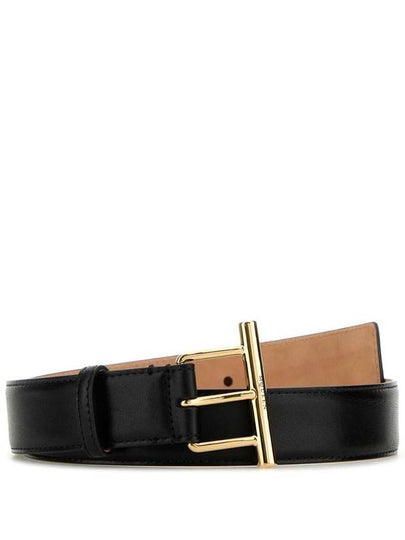 Engraved Sling Logo Leather Belt Black - ALEXANDER MCQUEEN - BALAAN 2