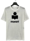 Logo Linen Short Sleeve TShirt TS0045 H20WH - ISABEL MARANT - BALAAN 1