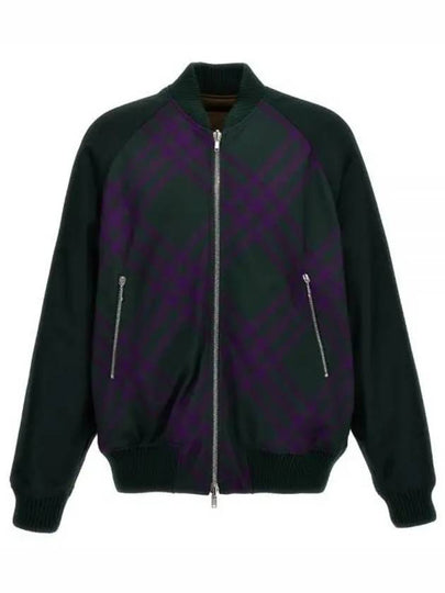 Reversible Check Bomber Jacket Green - BURBERRY - BALAAN 2