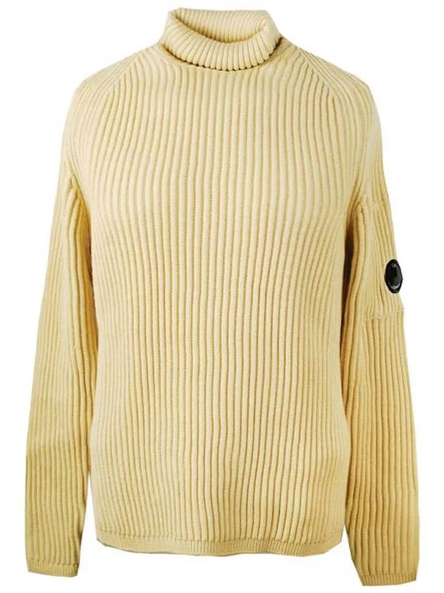 Men's Lens Wappen Wool Turtleneck Yellow - CP COMPANY - BALAAN.